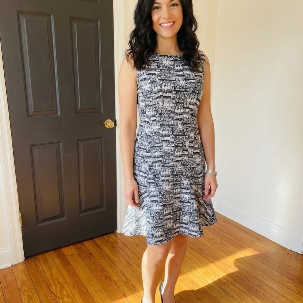 Diane Von Furstenberg Monochrome Textured Midi Dress